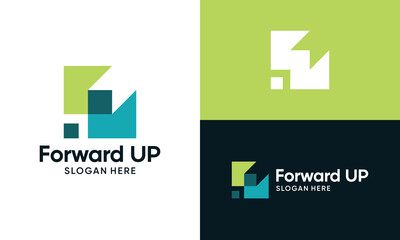 Forward grow logo design. Modern growth up concept vector design with abstract arrow symbol graphic icon