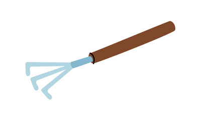 Hoe is a soil loosener. An isolated illustration. Gardening tools. Seasonal work. A product for agricultural crops. Suitable for ecology, garden, cleaning, household, packaging design, infographics
