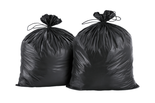 Two tied garbage bags isolated on transparent PNG background