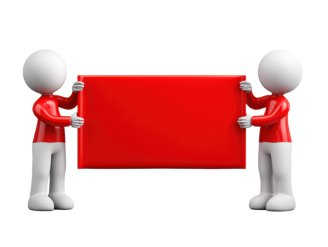 3d white people holding a blank sign - Powered by Adobe