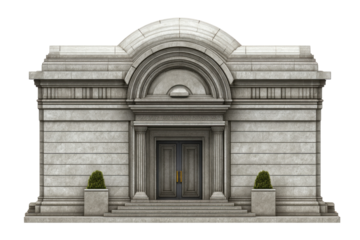 Stone classicist facade isolated on transparent PNG background