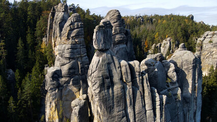Obraz premium Adrspach rocks view from above Drone landscape Adrspach Czech Republic