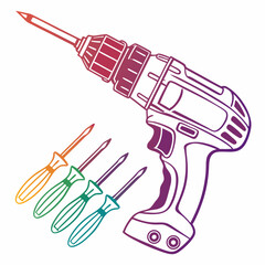 screwdriver vector silhouette illustration isolated on white background