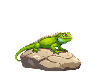 Fototapeta premium Green Iguana Resting on a Rock