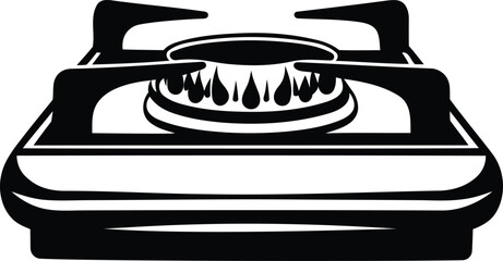 High and premium quality burner portable gas stove vector illustration, burner portable gas stove silhouette vector icon design, burner portable gas stove isolated line art vector