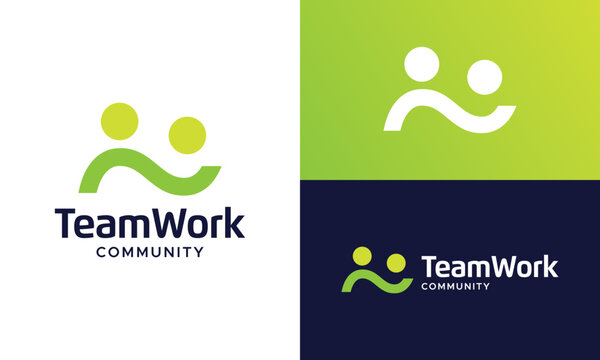Team work logo design. Human unity concept vector design with leadership modern symbol graphic icon