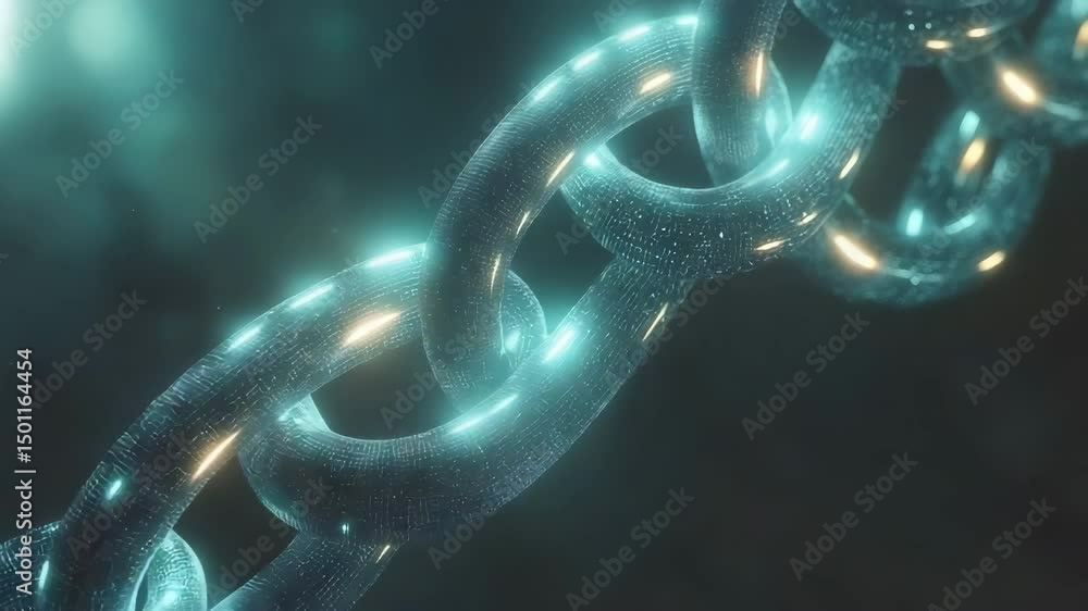 Poster enchanting chain with glowing lights twinkling in the darkness creating a magical atmosphere