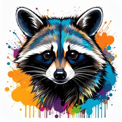 Graffiti Raccoon with Neon Sunglasses