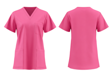 Pink surgical scrub set isolated on transparent PNG background