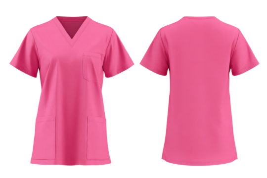 Pink surgical scrub set isolated on transparent PNG background