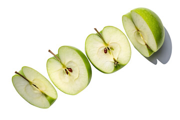 Fresh sliced green apples isolated on transparent background