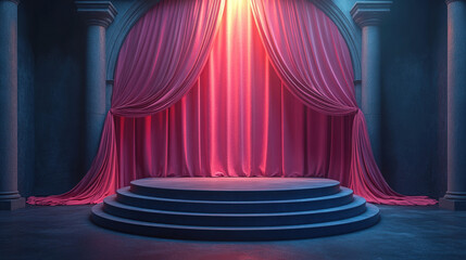 Pink curtain stage design