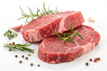 Meat in its raw state isolated on white background