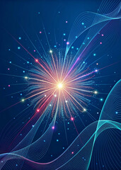 Obraz premium vector illustration of a fireworks, Technological background for design on the topic of artificial intelligence, neural networks, big data
