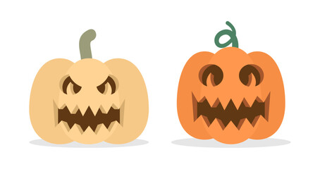 Vector Flat halloween pumpkins collection