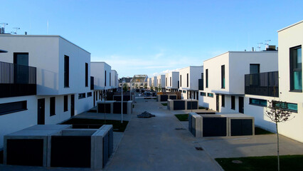 Modern area houses streets townhouse nature city