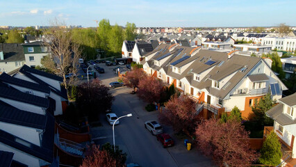 Modern area houses streets townhouse nature city