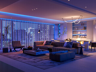 Living Room: Dynamic Colorful Atmosphere