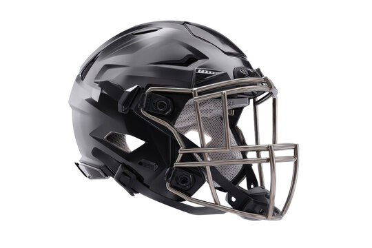 Sleek black football helmet isolated on transparent PNG background