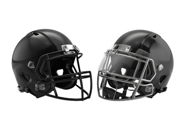 Fototapeta premium Two sleek football helmets isolated on transparent PNG background
