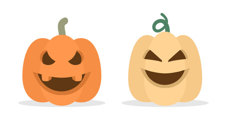 Vector Flat halloween pumpkins collection