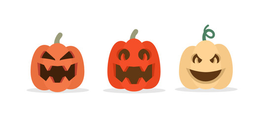 Vector Flat halloween pumpkins collection