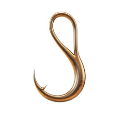 Golden Hook Icon Abstract Metallic Symbol for Fishing Concept of Addiction on transparent background