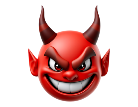 A menacing devil face with horns and a sinister grin - Powered by Adobe