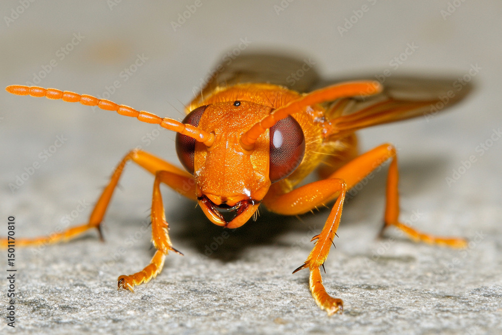 Poster exploring the intricate structure of an insect's compound eye during daylight