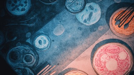 Naklejka premium Cell Division Microscopic View of Mitosis with Artistically Rendered.