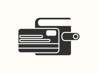 Wallet and credit card icon in simple vector design