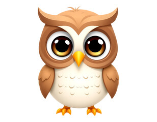 Fototapeta premium Cute Cartoon Owl with Big Eyes