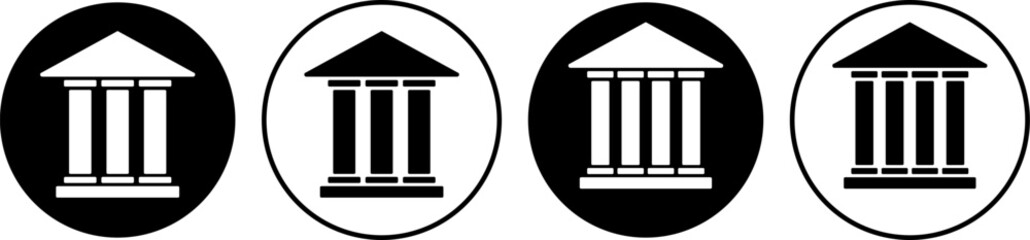 bank icon. building with columns and a triangular roof. Courthouse architecture sign. representing a bank house. government institution. medical hospital  icons