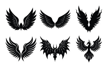 wings vector set on white background