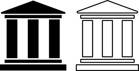 Building icon. Building with columns. Historic building. online banking service. government institution. university and hospital icons
