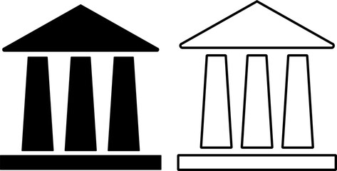 Building icon. Building with columns. Historic building. online banking service. government institution. university and hospital icons
