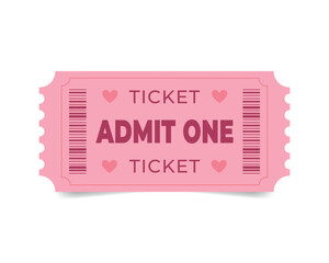 Pink Valentine's Day ticket. Vector illustration	
