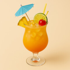 Refreshing tropical cocktail with pineapple and lime
