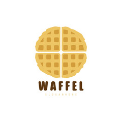Waffle logo illustration. Waffle logo with chocolate coating