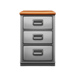 Filing Cabinet Illustration Vintage Office Furniture Retro Design Metallic on transparent background