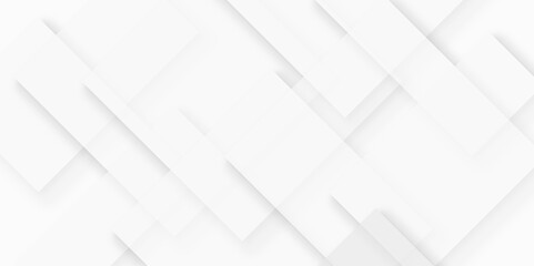 Fototapeta premium Modern Abstract white background design with layers of textured white transparent material, Minimal geometric white light background triangle gray technology vector. Abstract graphic Banner design.