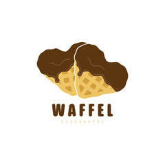 Waffle logo illustration. Waffle logo with chocolate coating