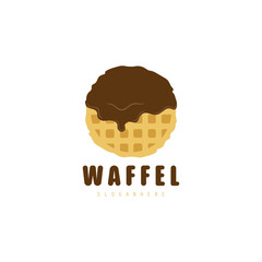 Waffle logo illustration. Waffle logo with chocolate coating