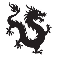 Chinese dragon logo icon silhouette vector Illustration silhouette vector style, white background.