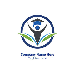 Obraz premium Education Logo with Student and Graduation Cap
