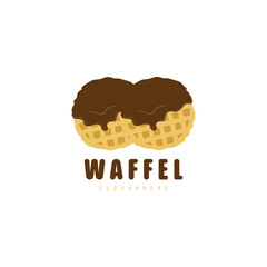 Waffle logo illustration. Waffle logo with chocolate coating