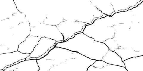 Cracked earth. Structure of cracking. The cracks concrete texture white and black. racks background, cracks texture, grunge background. Cracks in a wall background. Crack Texture. 