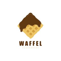 Waffle logo illustration. Waffle logo with chocolate coating