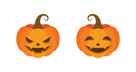 Vector Flat halloween pumpkins collection
