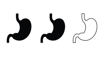 Stomach line and flat icons. Medical care icon. Vector illustration